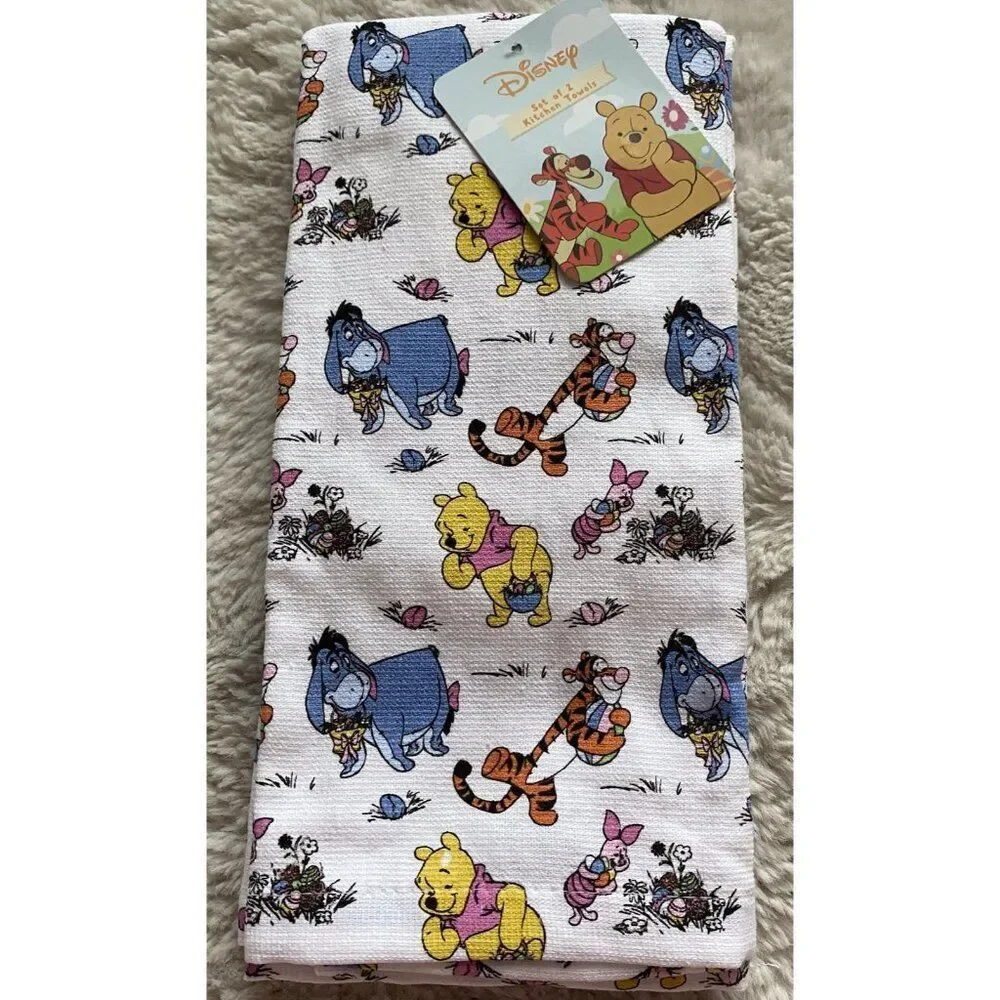 2 Pack Disney Winnie the Pooh & Friends Easter‎ Kitchen Towels 16 X 26” NEW